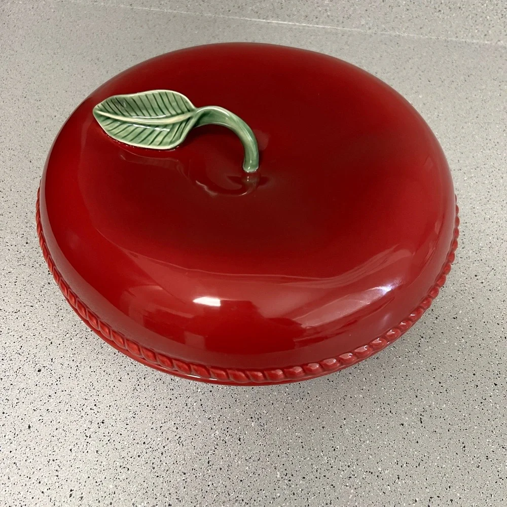 Red Apple Shaped Ceramic Dish